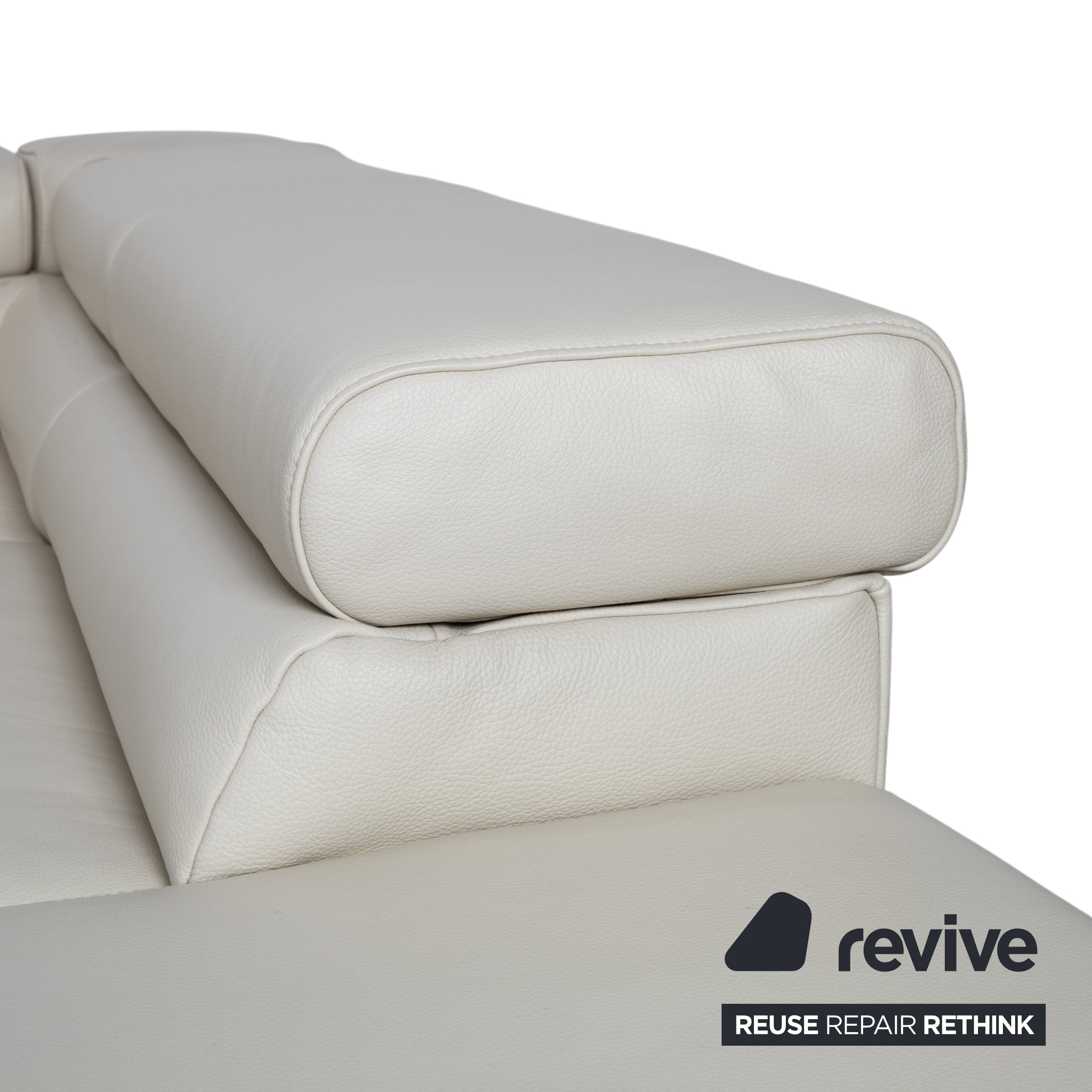 Ewald Schillig Courage Leder Ecksofa Creme Beige Chrom Recamiere rechts Couch manuelle Funktion