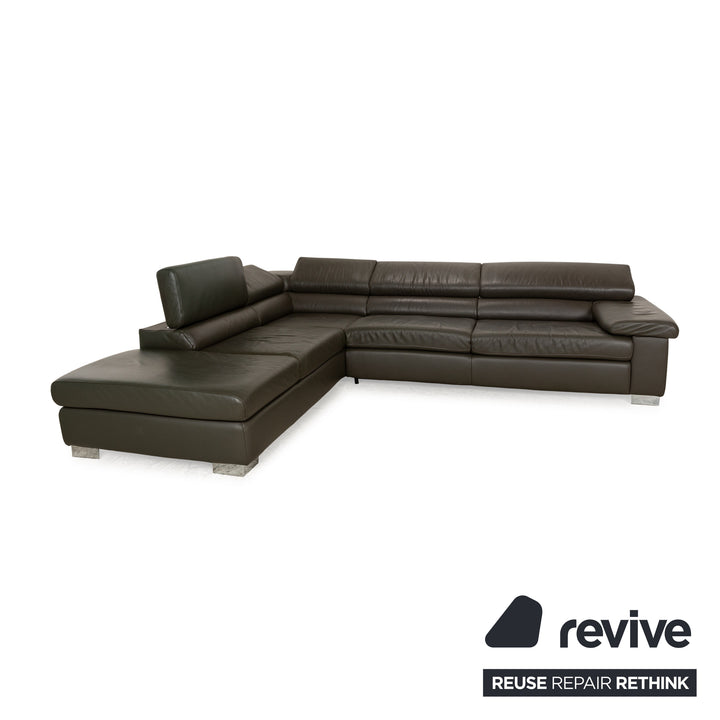 Ewald Schillig Courage Leder Sofa Grün Ecksofa Couch Funktion