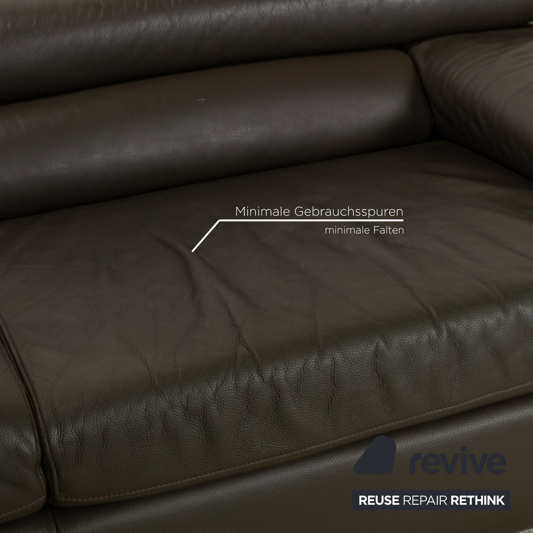 Ewald Schillig Courage Leder Sofa Grün Ecksofa Couch Funktion