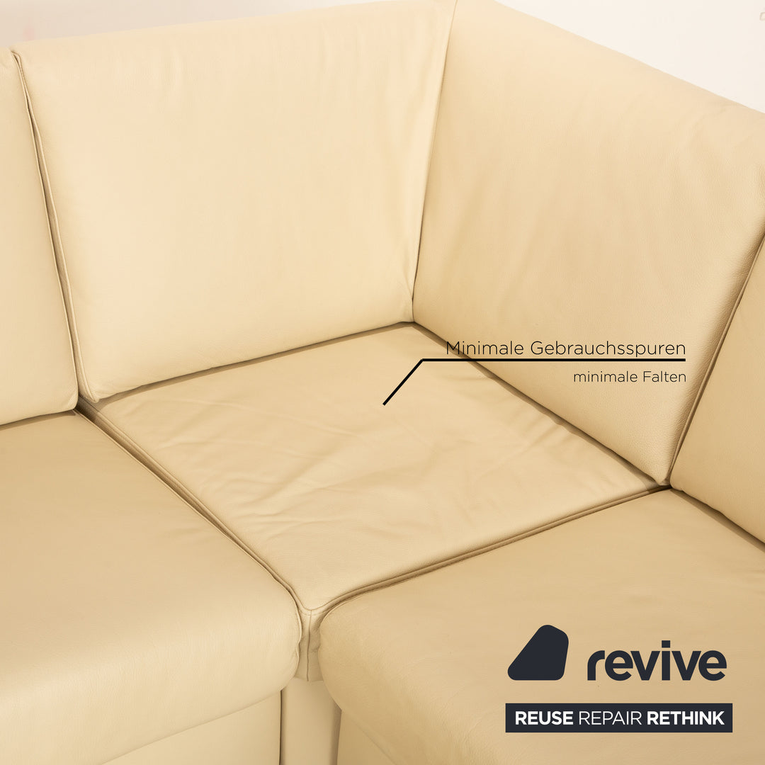 Ewald Schillig Flex Plus corner sofa leather cream