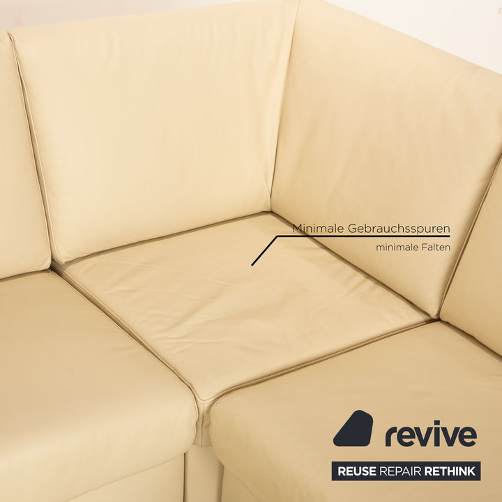 Ewald Schillig Flex Plus corner sofa leather cream