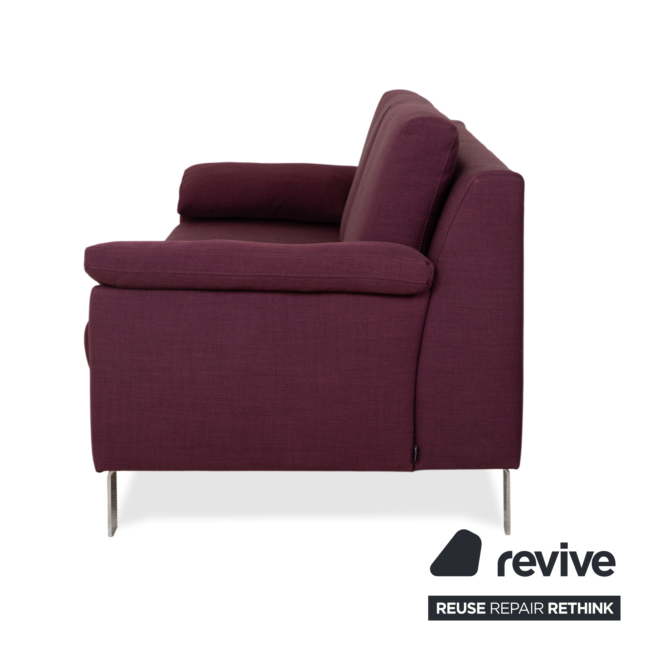 Ewald Schillig Flex Plus Stoff Dreisitzer mit Hocker Lila Aubergine Rot Sofa Couch