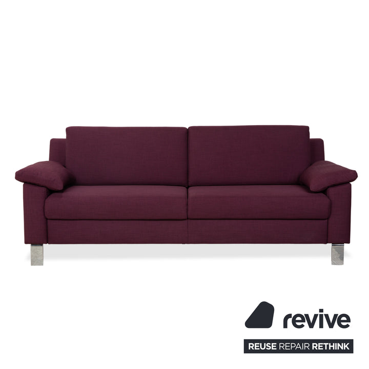 Canapé trois places Ewald Schillig Flex Plus en tissu avec pouf, violet, aubergine et rouge