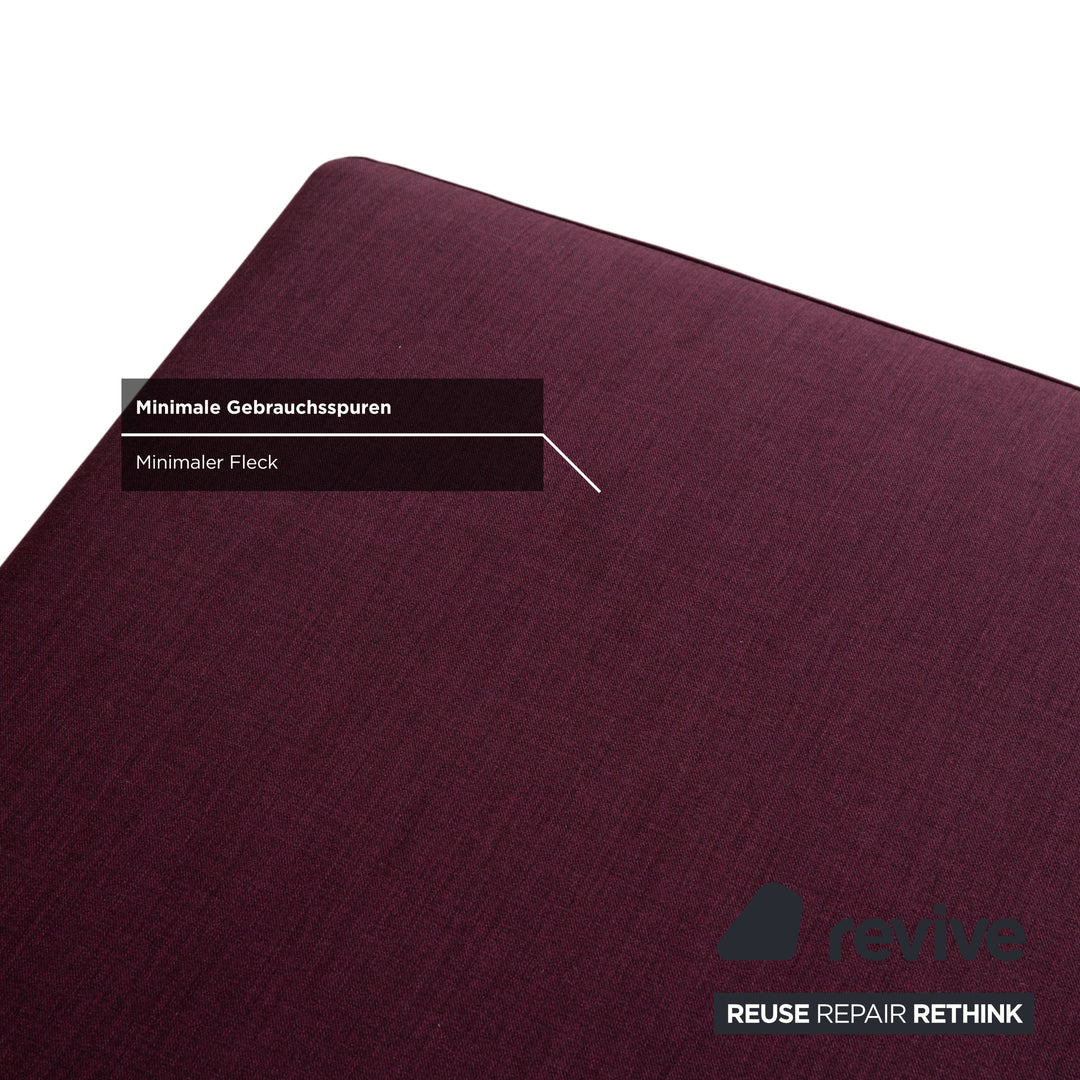 Canapé trois places Ewald Schillig Flex Plus en tissu avec pouf, violet, aubergine et rouge