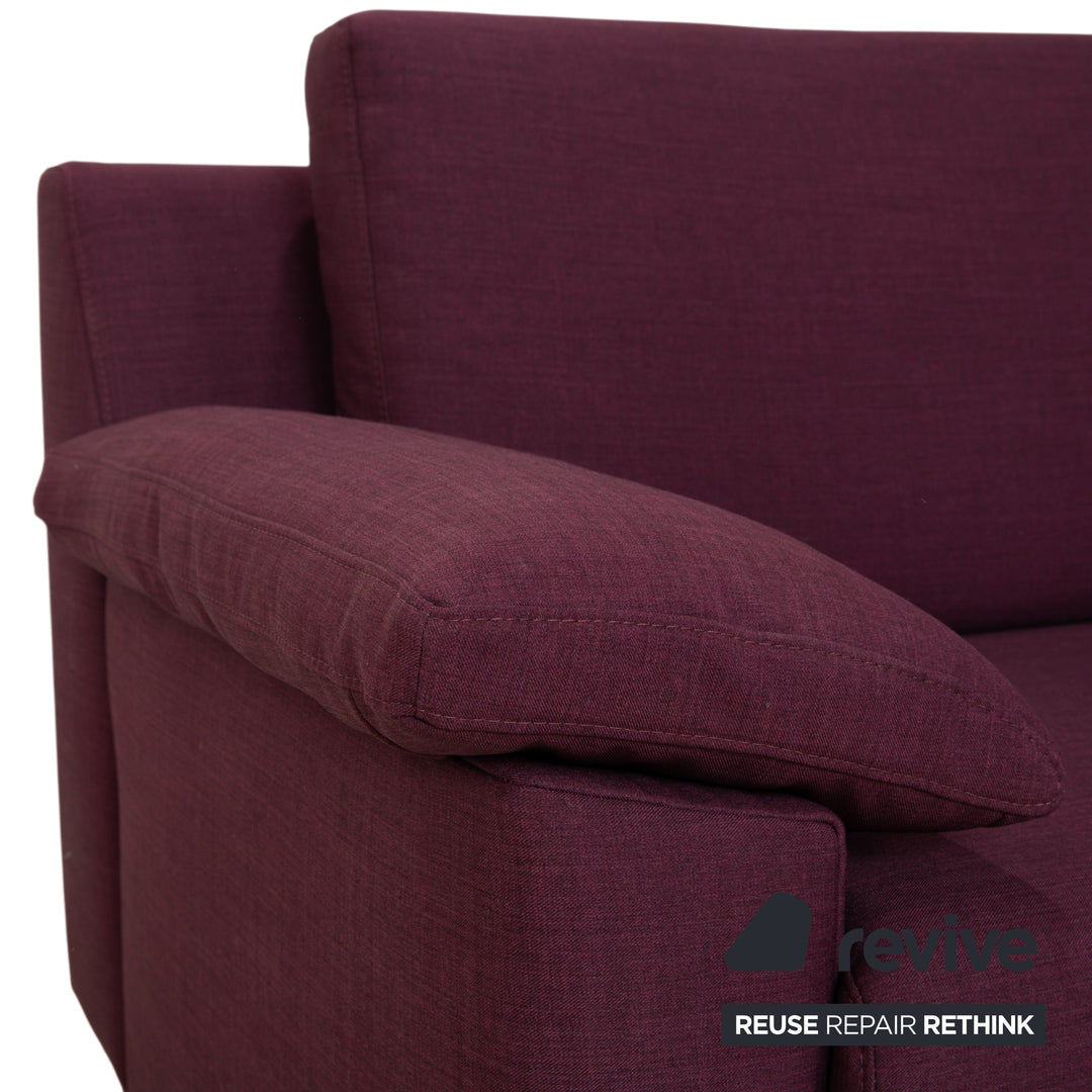 Canapé trois places Ewald Schillig Flex Plus en tissu avec pouf, violet, aubergine et rouge