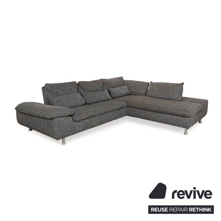 Ewald Schillig Flex Plus Stoff Ecksofa Grau Recamiere Rechts manuelle Funktion Sofa Couch