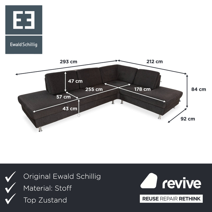 Ewald Schillig Flex Plus Fabric Corner Sofa Grey Sofa Couch