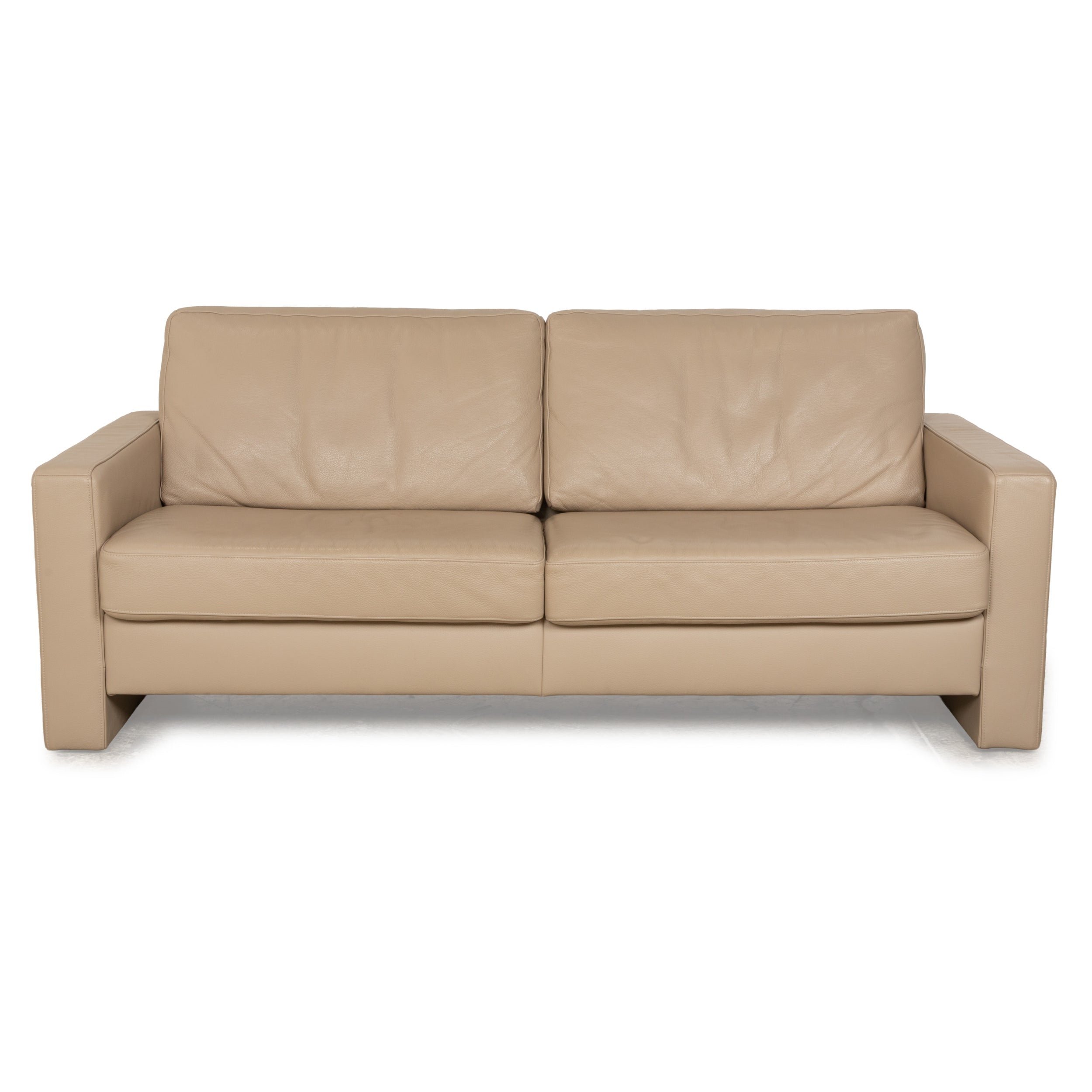 Ewald Schillig Leder Dreisitzer Beige Sofa Couch