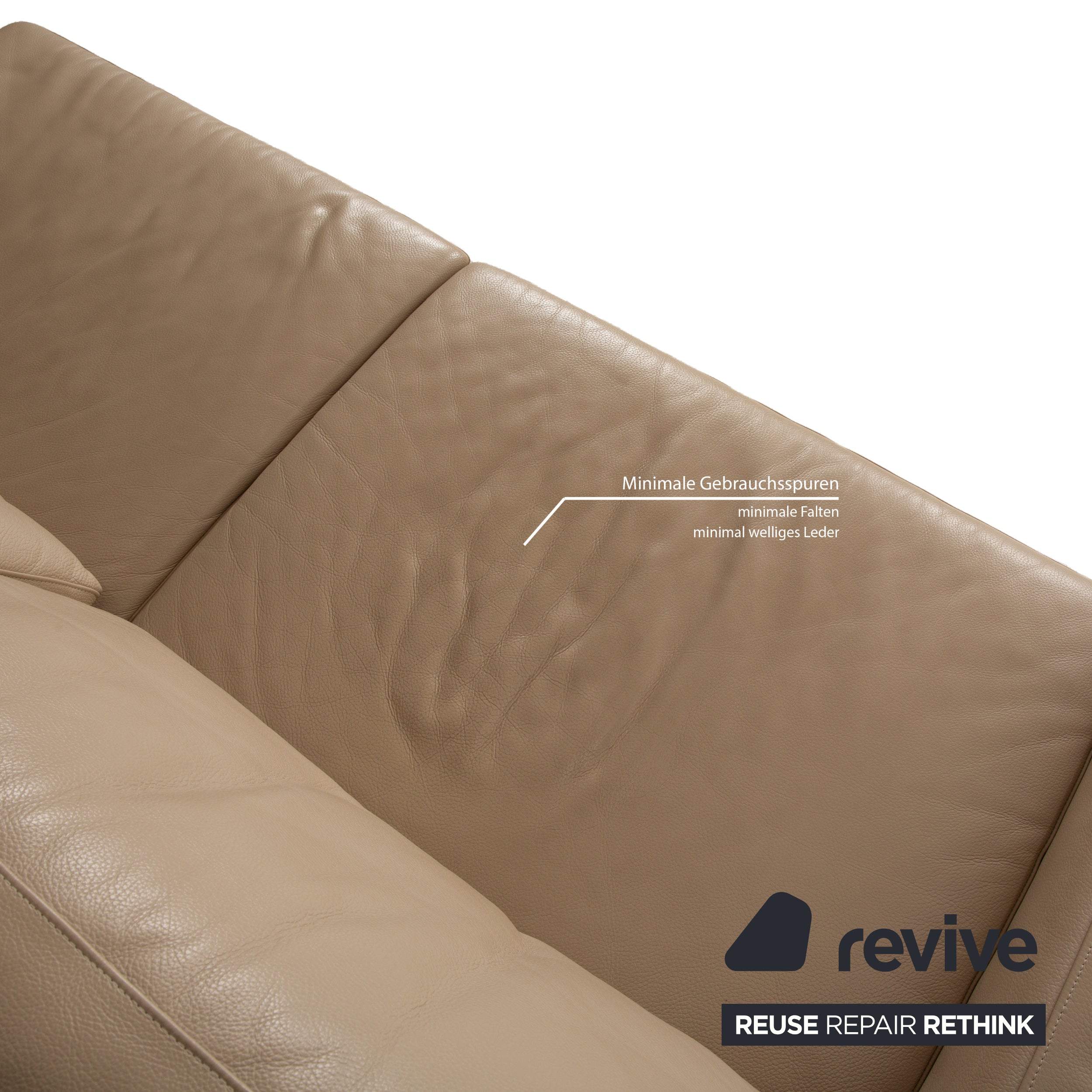 Ewald Schillig Leder Dreisitzer Beige Sofa Couch