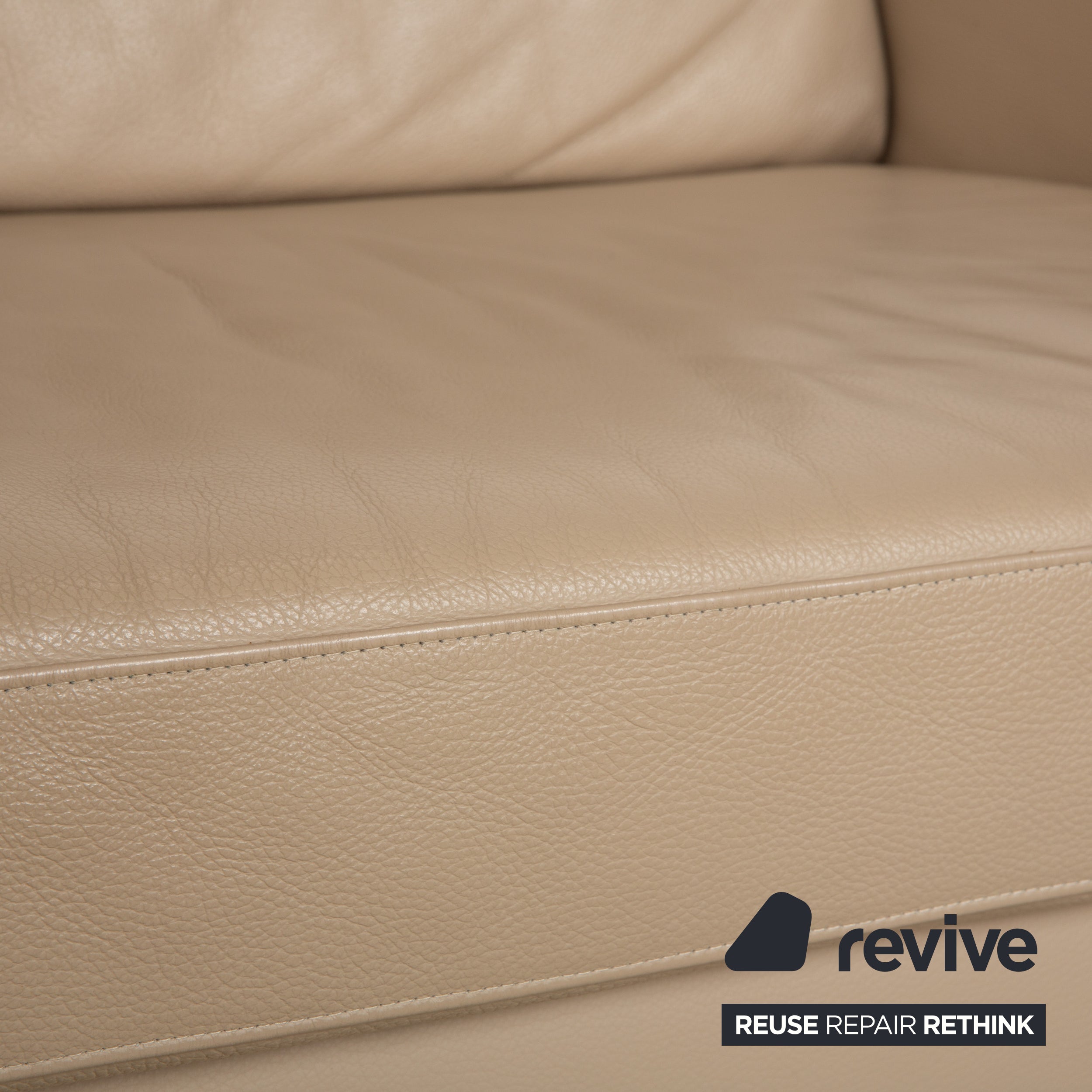Ewald Schillig Leder Dreisitzer Beige Sofa Couch