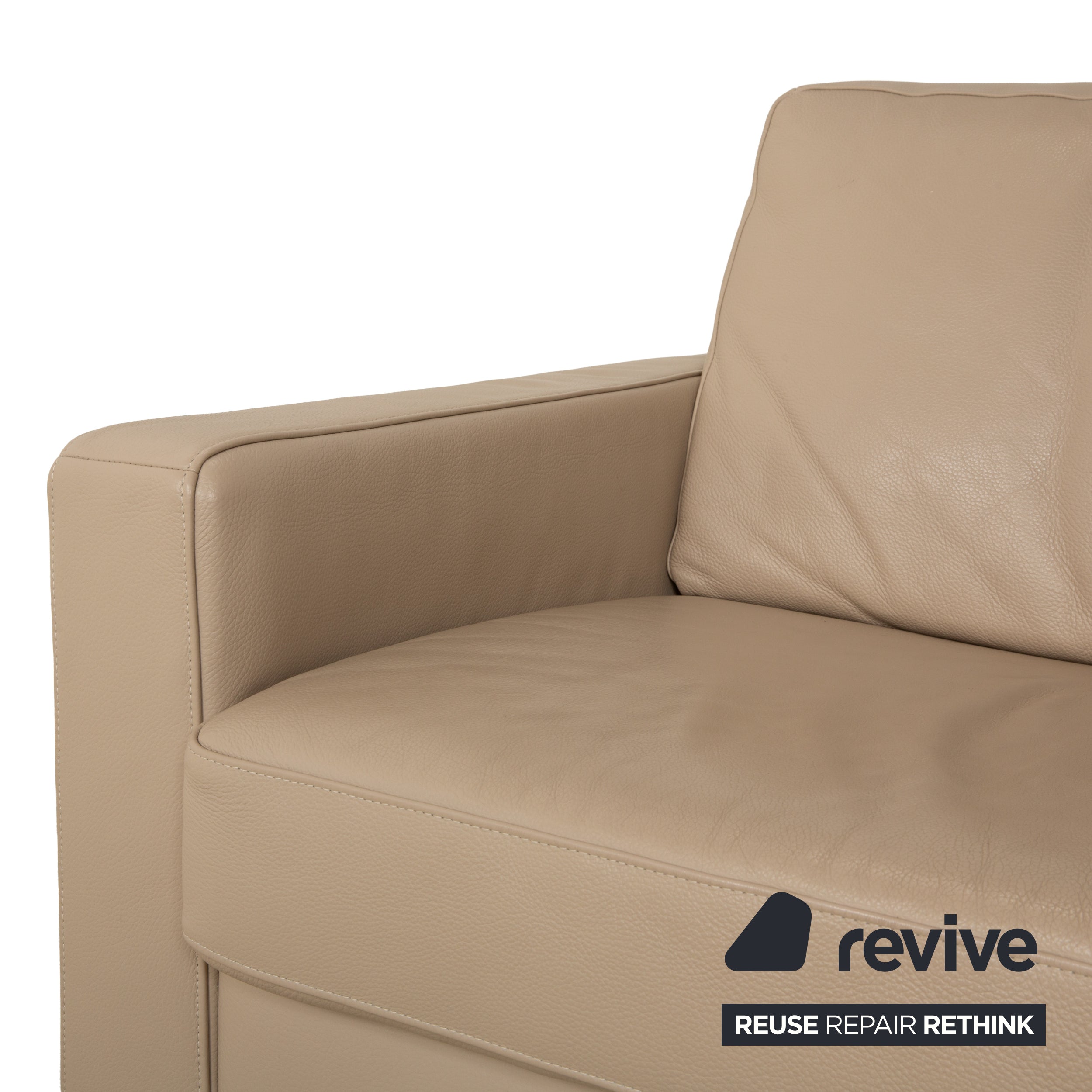 Ewald Schillig Leder Dreisitzer Beige Sofa Couch