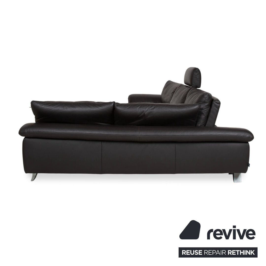 Ewald Schillig Leder Ecksofa Schwarz Sofa Couch manuelle Funktion Kopfstütze