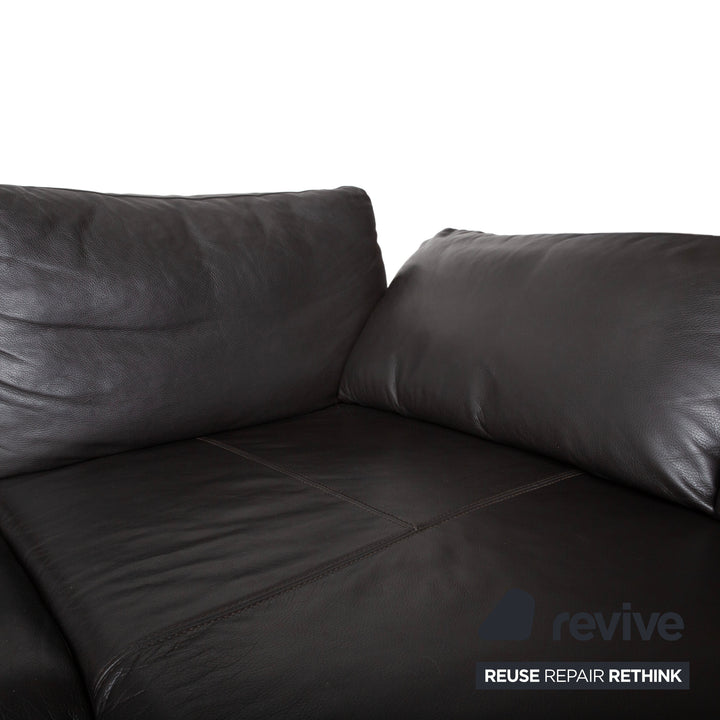 Ewald Schillig Leder Ecksofa Schwarz Sofa Couch manuelle Funktion Kopfstütze