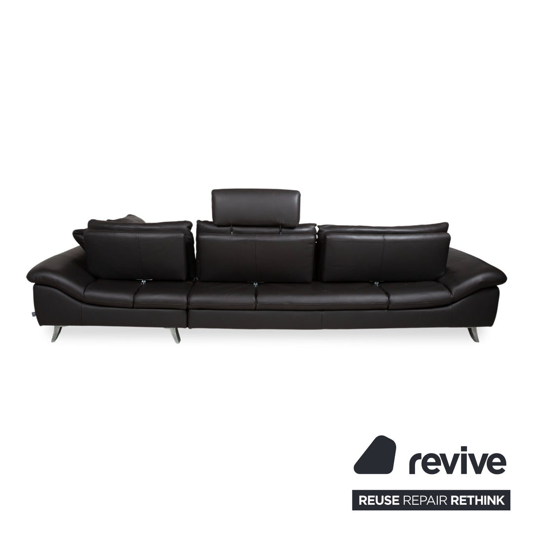 Ewald Schillig Leder Ecksofa Schwarz Sofa Couch manuelle Funktion Kopfstütze