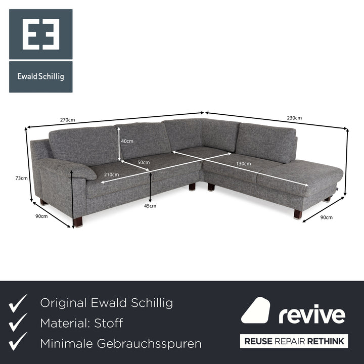 Ewald Schillig fabric corner sofa grey sofa couch