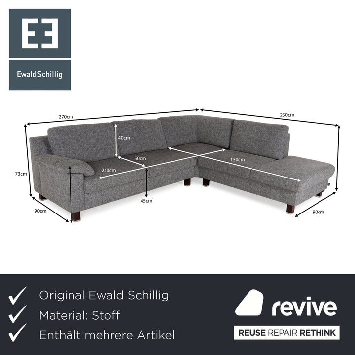 Ewald Schillig fabric sofa set grey corner sofa couch stool