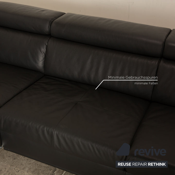 Ewald Schillig Tyra Leder Ecksofa Grau manuelle Funktion Sofa Couch