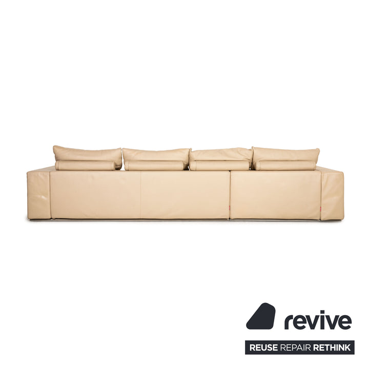 Flexform Groundpiece Leather Corner Sofa Cream Beige Sofa Couch Recamiere Left
