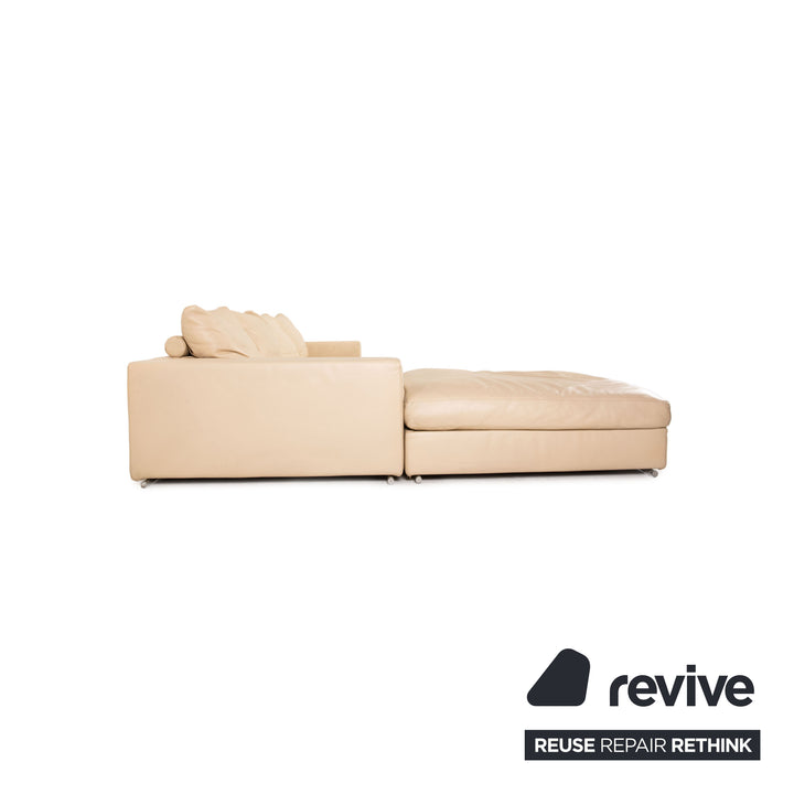 Flexform Groundpiece Leather Corner Sofa Cream Beige Sofa Couch Recamiere Left