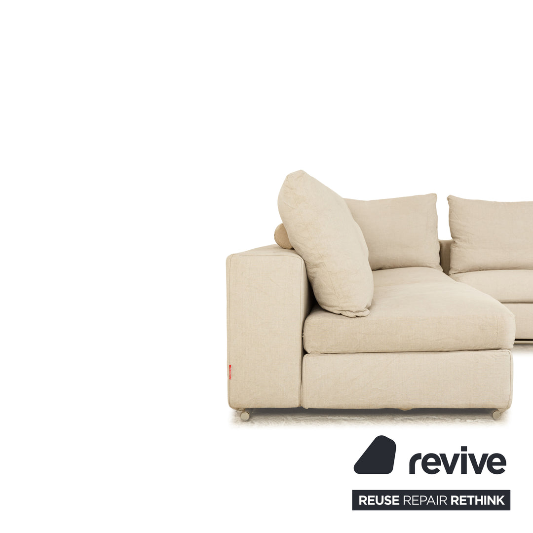 Flexform Groundpiece Fabric Corner Sofa Cream Grey Sofa Couch