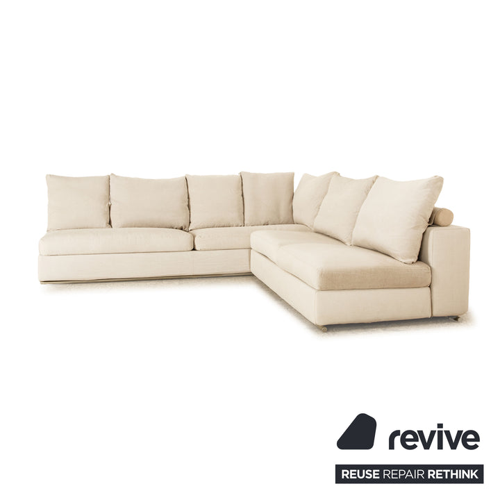 Flexform Groundpiece Fabric Corner Sofa Cream Grey Sofa Couch