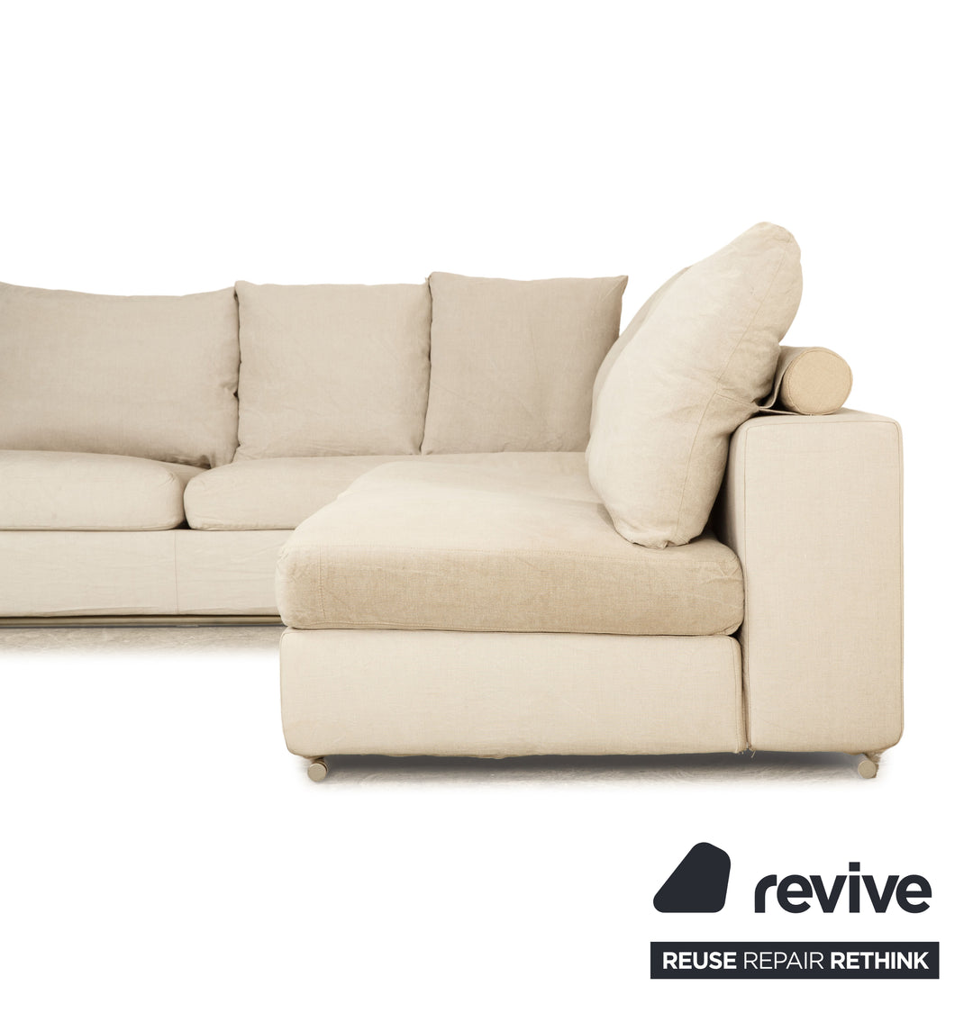 Flexform Groundpiece Fabric Corner Sofa Cream Grey Sofa Couch