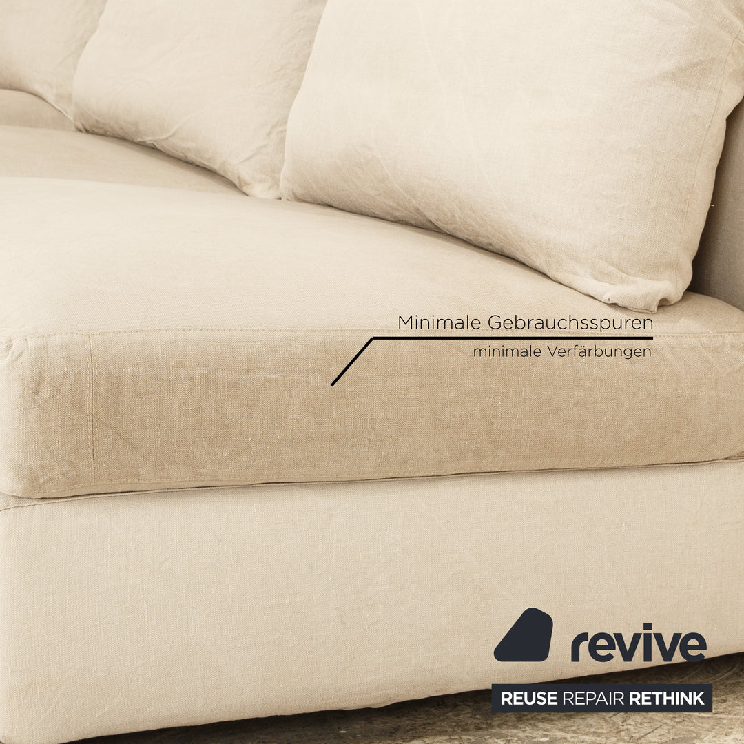 Flexform Groundpiece Fabric Corner Sofa Cream Grey Sofa Couch
