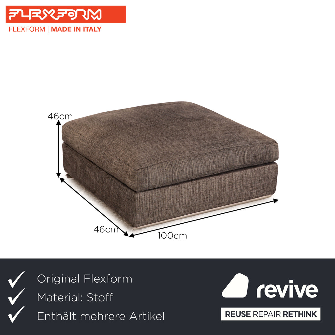 Flexform Groundpiece Stoff Sofa Garnitur Grau Zweisitzer Hocker