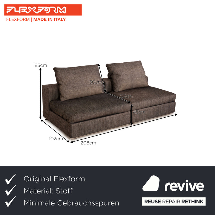 Canapé 2 places gris en tissu Flexform Groundpiece