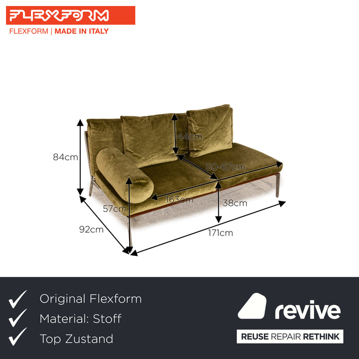 Canapé 2 places Flexform Happy en tissu vert
