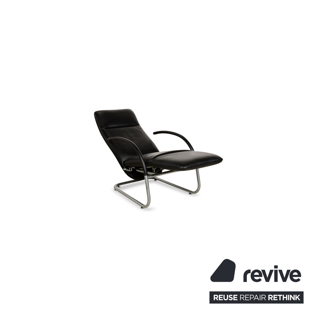 Franz Fertig Fino Chaise longue en cuir noir fonction manuelle