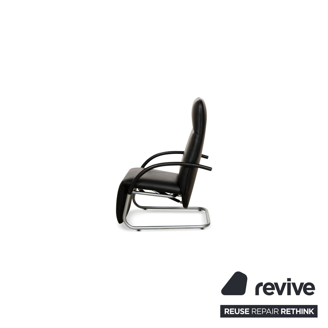 Franz Fertig Fino Chaise longue en cuir noir fonction manuelle