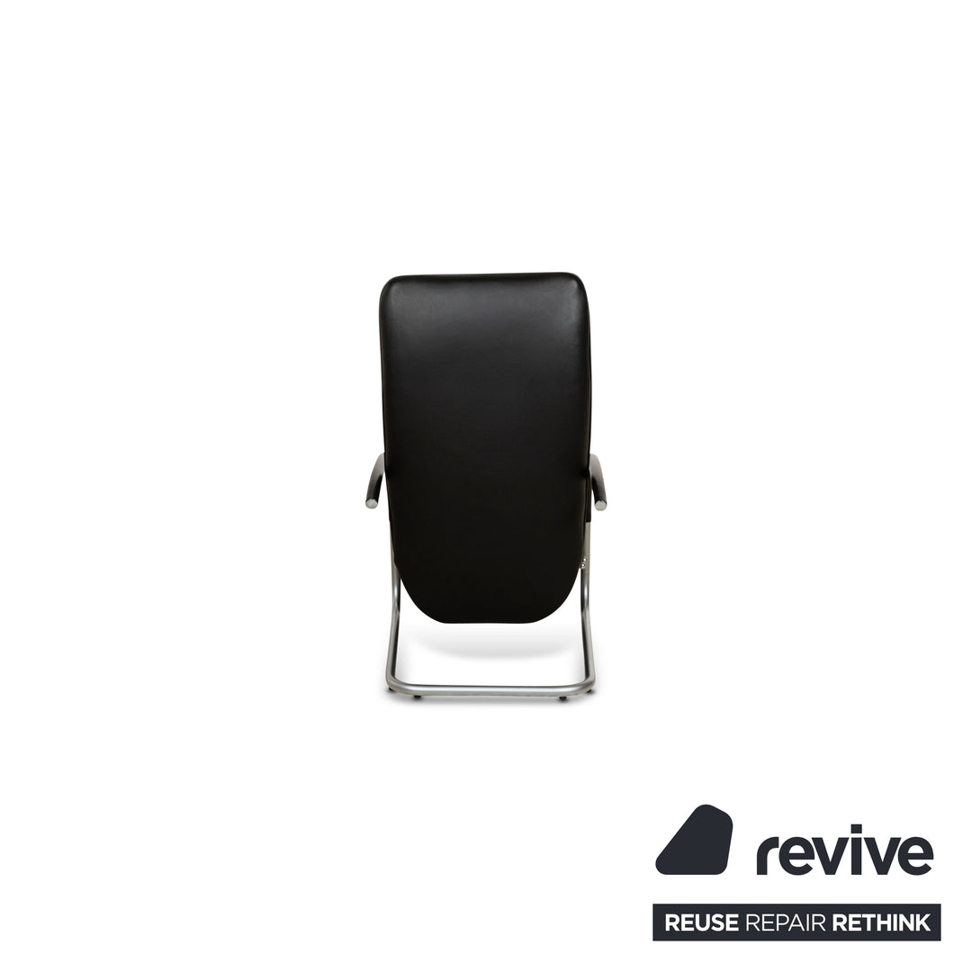 Franz Fertig Fino Chaise longue en cuir noir fonction manuelle