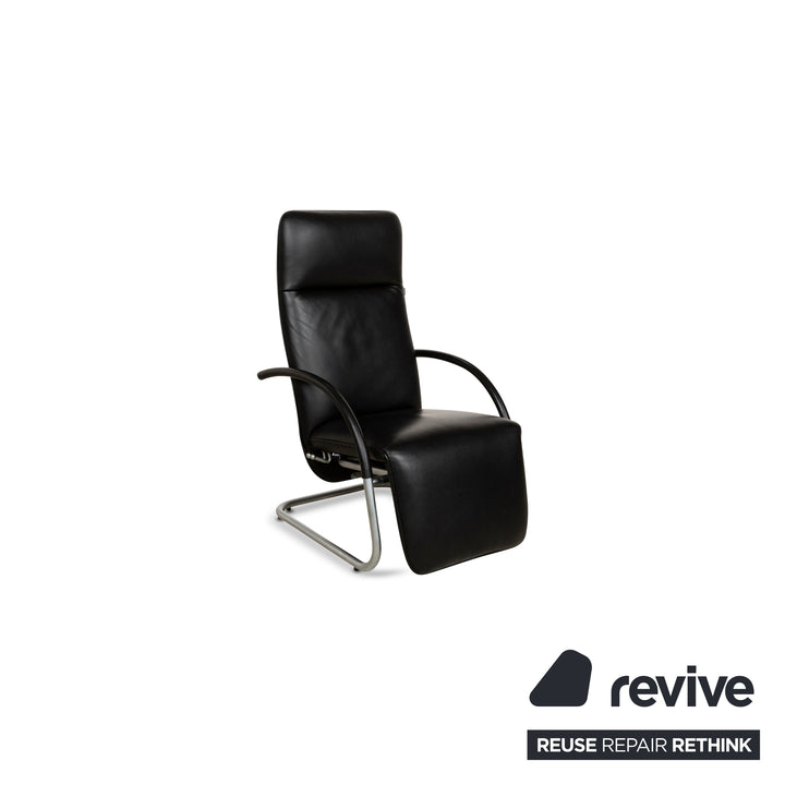 Franz Fertig Fino Chaise longue en cuir noir fonction manuelle