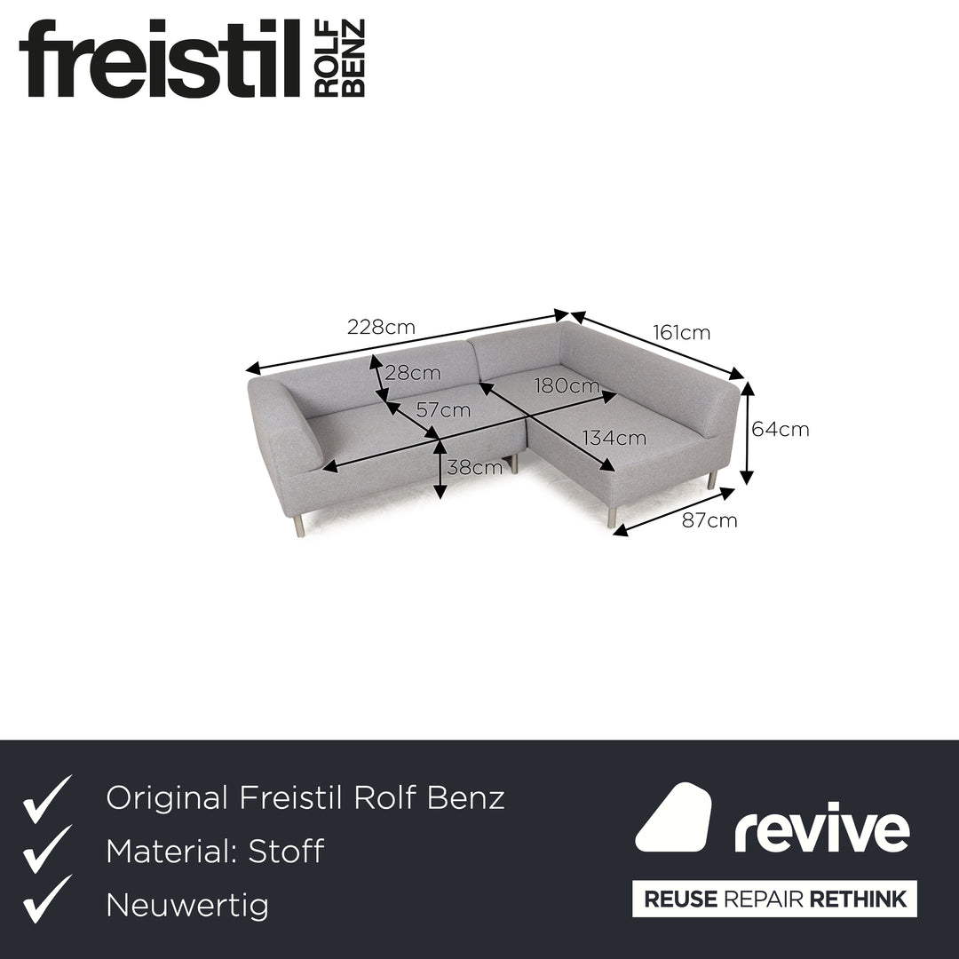 Freistil Rolf Benz 187 canapé d'angle en tissu gris chaise longue canapé droit ou gauche