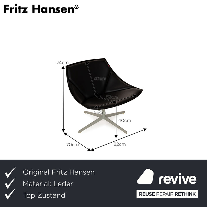 Fritz Hansen Space Leder Sessel Schwarz
