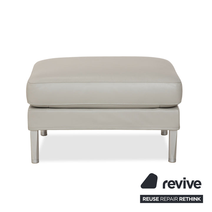 FSM Clarus Leder Dreisitzer Hocker Grau Kiesel Sofa Couch manuelle Funktion
