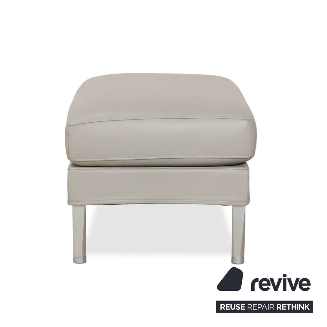 FSM Clarus Leder Dreisitzer Hocker Grau Kiesel Sofa Couch manuelle Funktion