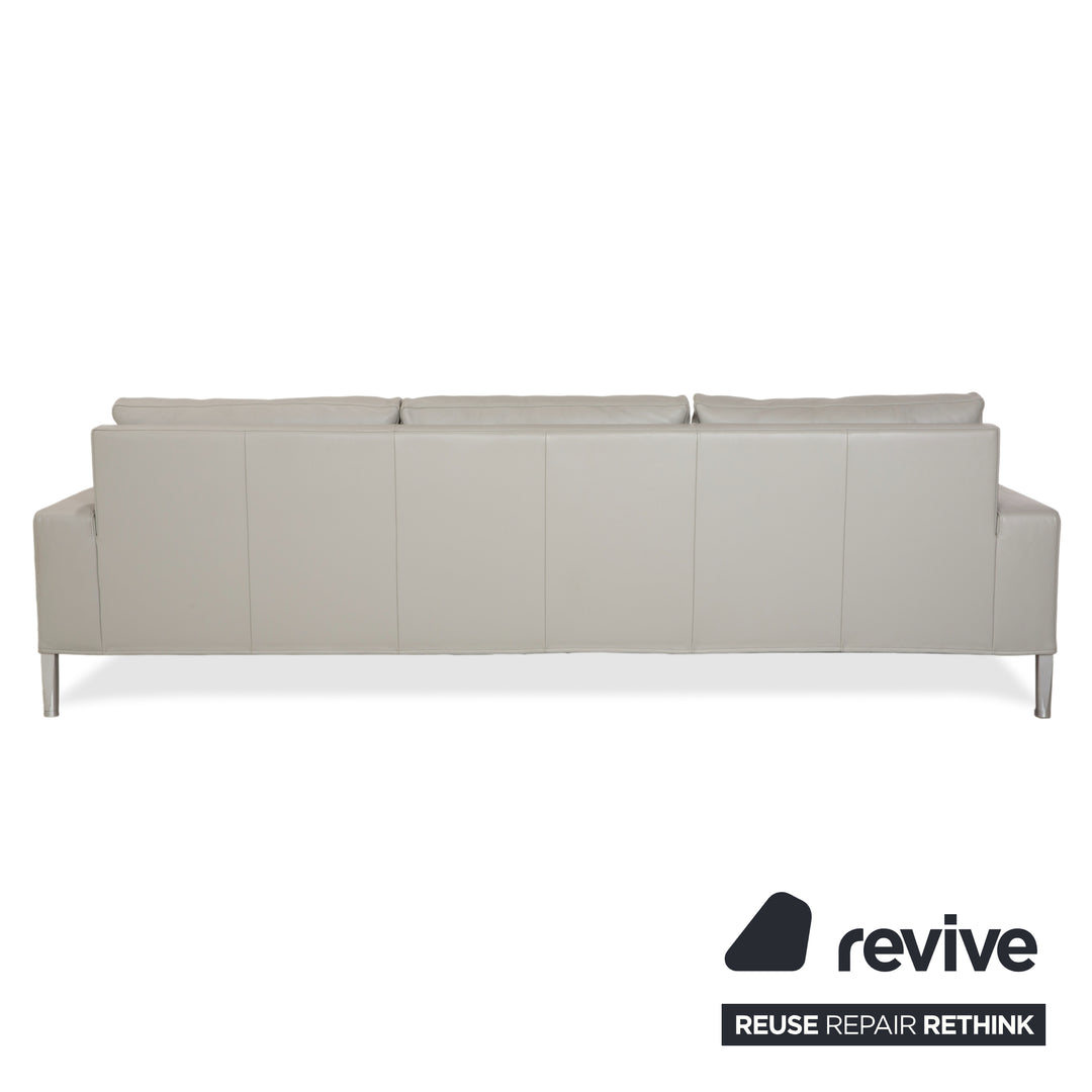 FSM Clarus Leder Dreisitzer Hocker Grau Kiesel Sofa Couch manuelle Funktion