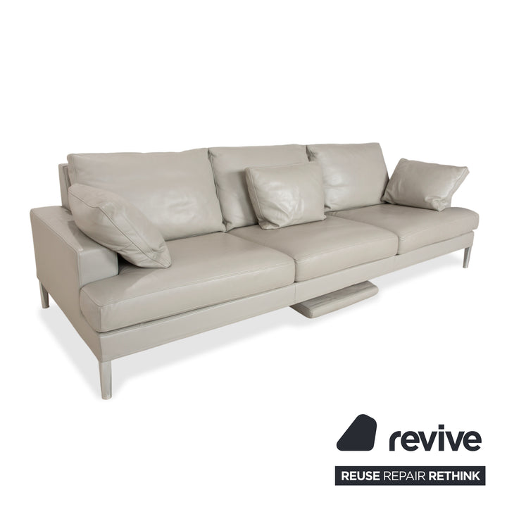 FSM Clarus Leder Dreisitzer Hocker Grau Kiesel Sofa Couch manuelle Funktion