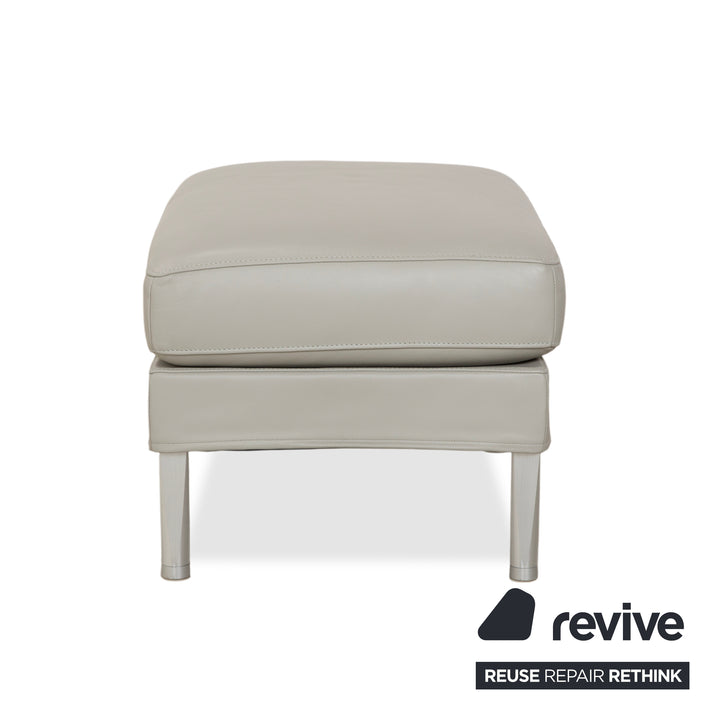 Tabouret en cuir FSM Clarus, gris galet