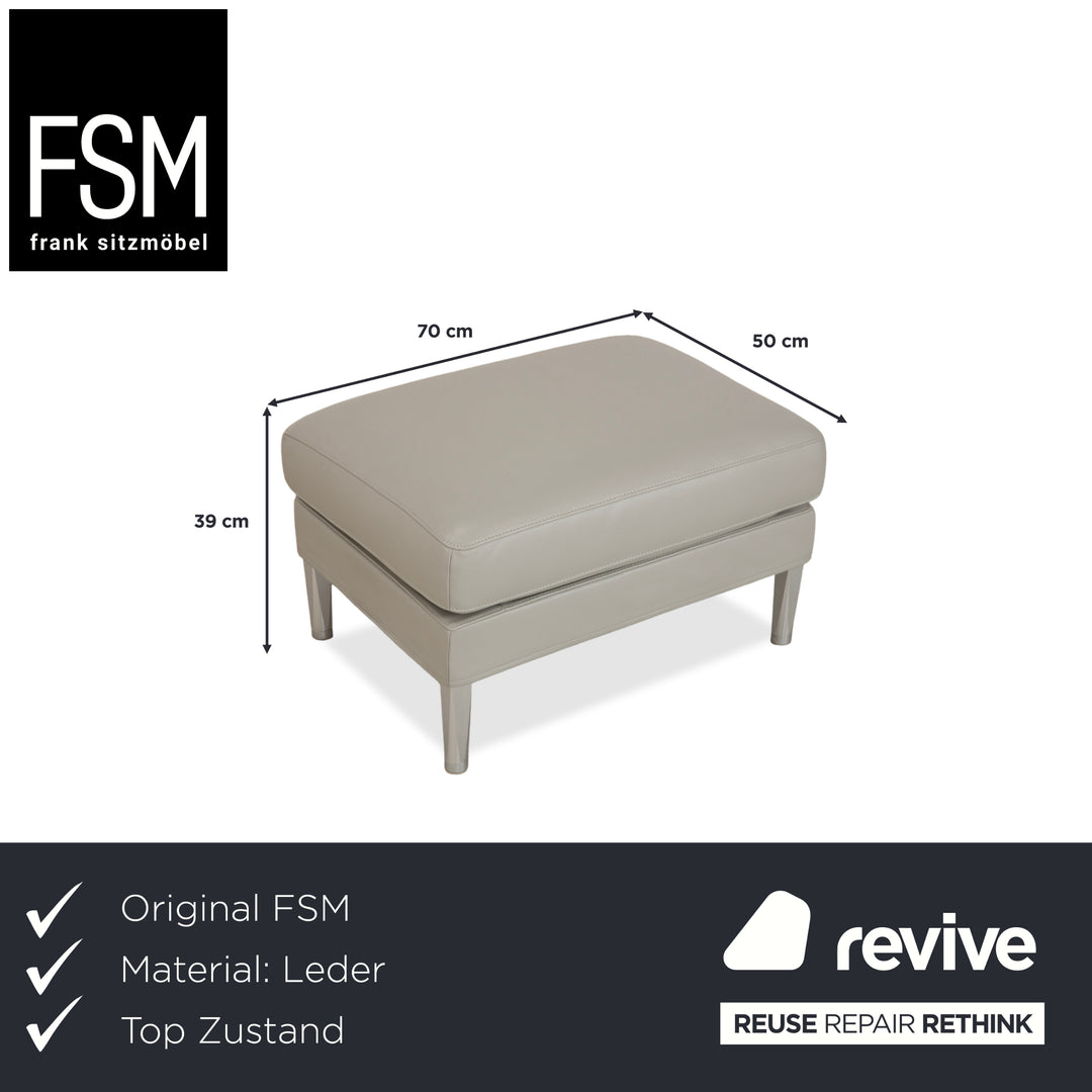 Tabouret en cuir FSM Clarus, gris galet