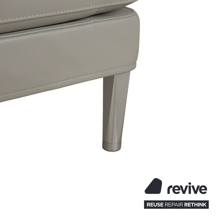 Tabouret en cuir FSM Clarus, gris galet