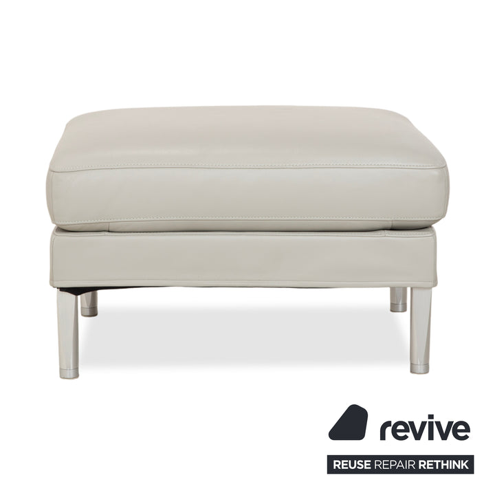 Tabouret en cuir FSM Clarus, gris galet