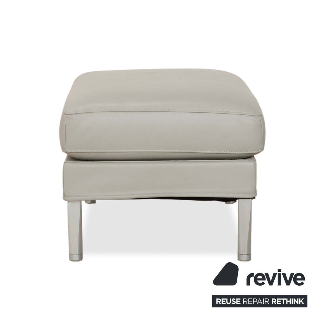 Tabouret en cuir FSM Clarus, gris galet