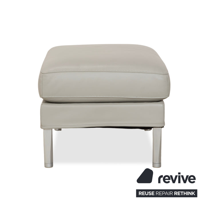 Tabouret en cuir FSM Clarus, gris galet