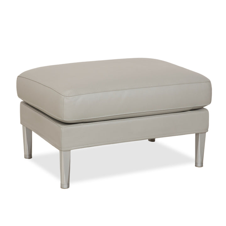 Tabouret en cuir FSM Clarus, gris galet