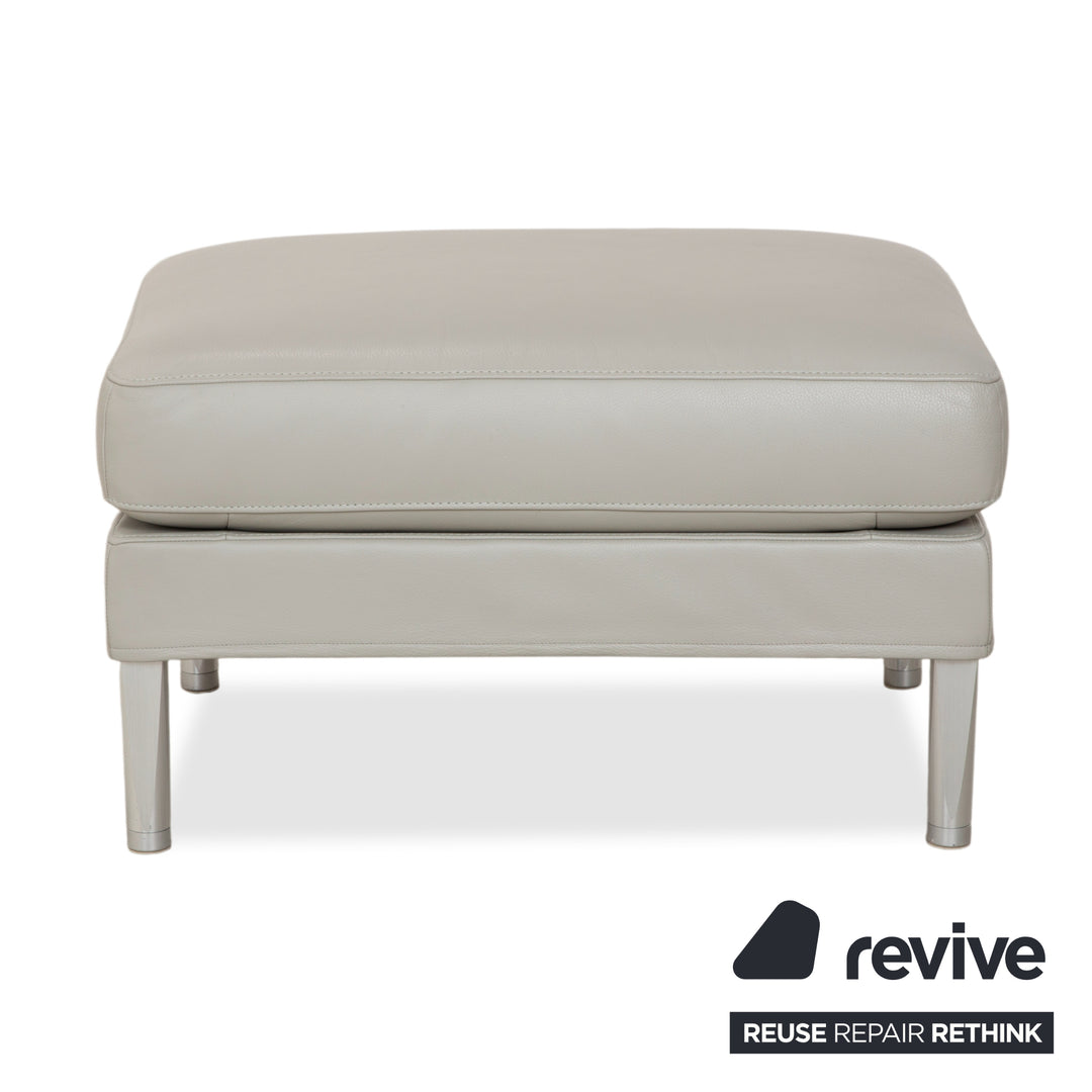 Tabouret en cuir FSM Clarus, gris galet