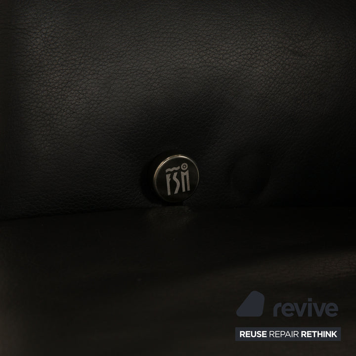 Ensemble de fauteuils en cuir FSM Filou noir, chaise de relaxation à fonction manuelle