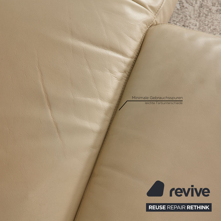 FSM Leder Ecksofa Creme Sofa Couch Funktion Recamiere rechts